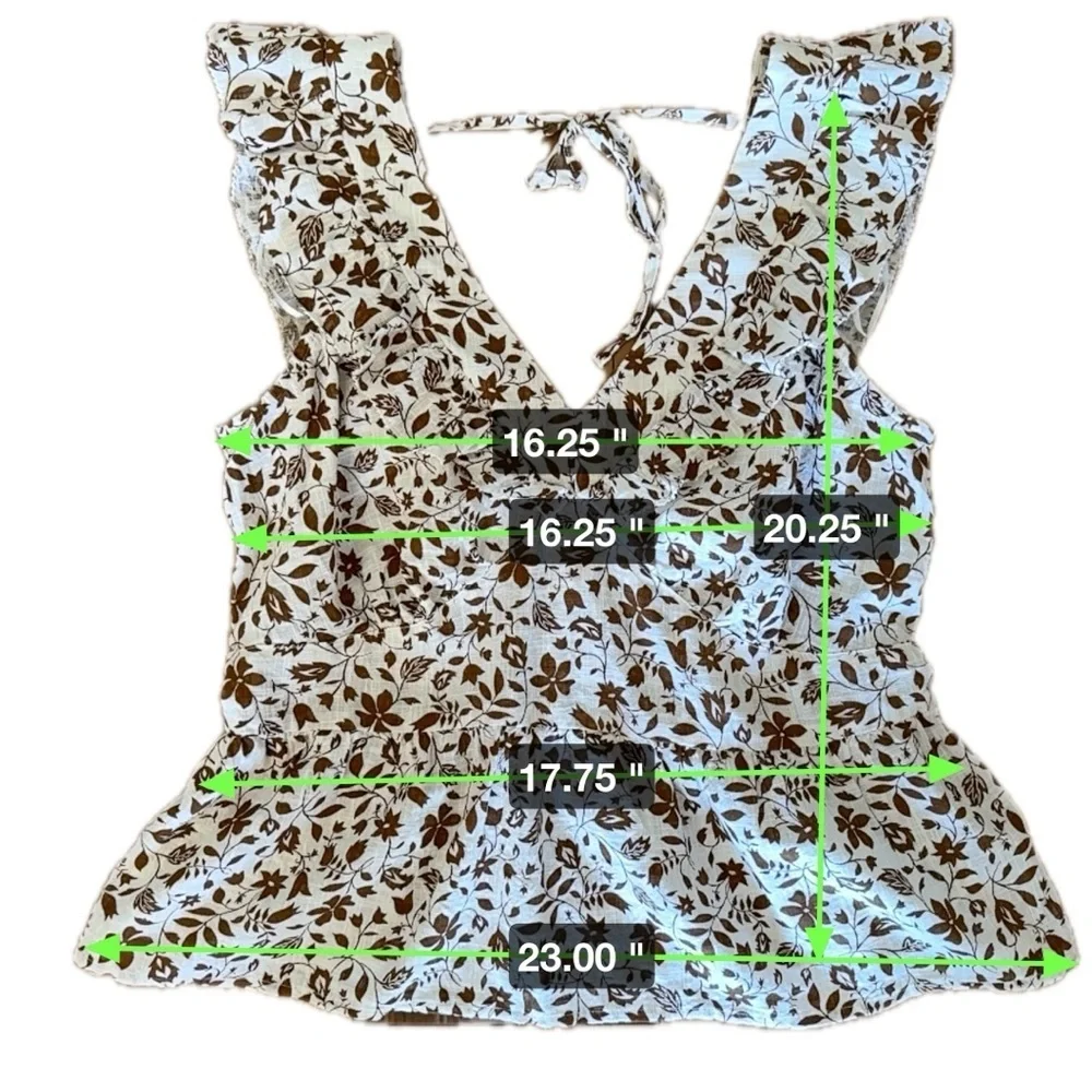 Flutter-Sleeve Floral V-Neck Tie-Back Top Size: M - Picture 3 of 16
